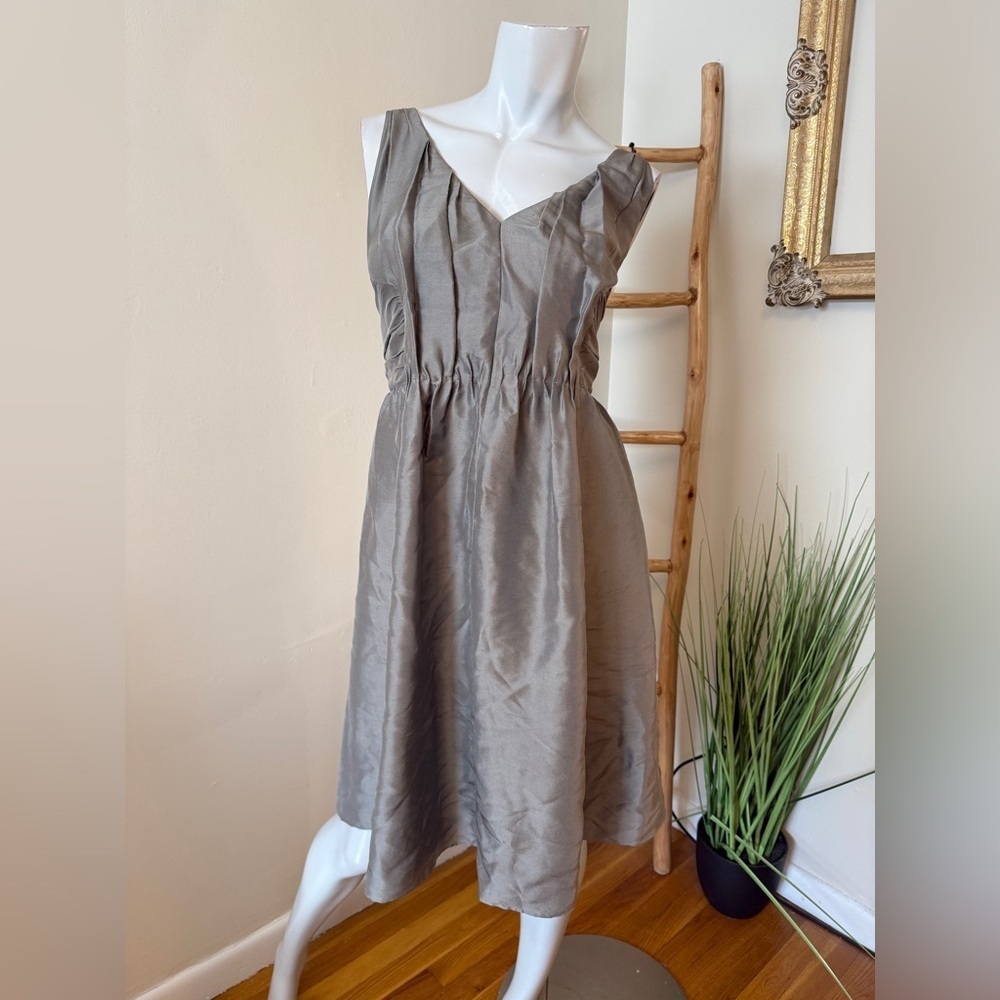 banana republic grey silk dress Slate Silver Gray 100% Cocktail Holiday Sz 4 NWT Formal dresses